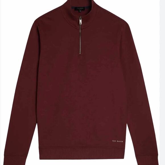 NWT Ted Baker London Maroon Men’s Quarter Zip Knit Sweater UK 3 (US size 5) - Picture 1 of 11